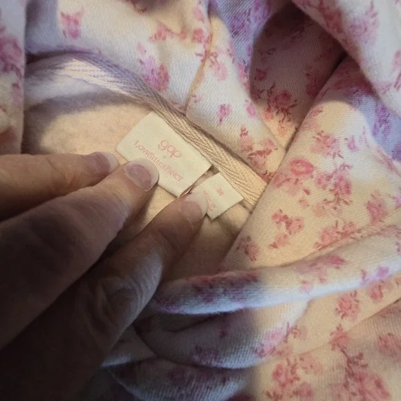 Gap x LoveShackFancy Floral Hoodie Girls MED Pink Cotton Boho Cottagecore - Picture 7 of 9